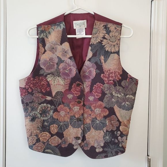 Vintage Jackets & Blazers - VINTAGE Northern Traditions Floral Warm Toned Button Vest Size Medium